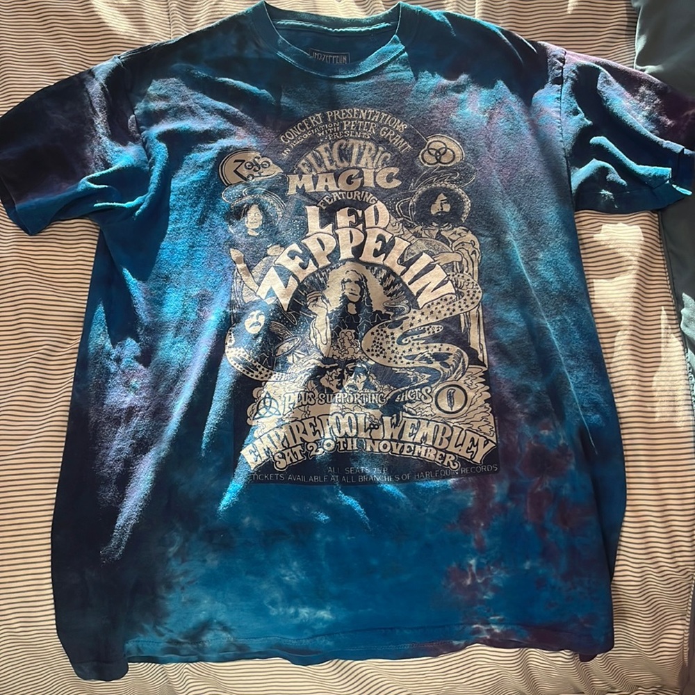 Led Zeppelin Blue Tie dye T Shirt Size Large